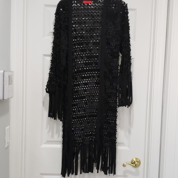 Fringed Shredded Grunge Whimsigoth Vibes Kimono Duster Cardigan - Picture 5 of 8